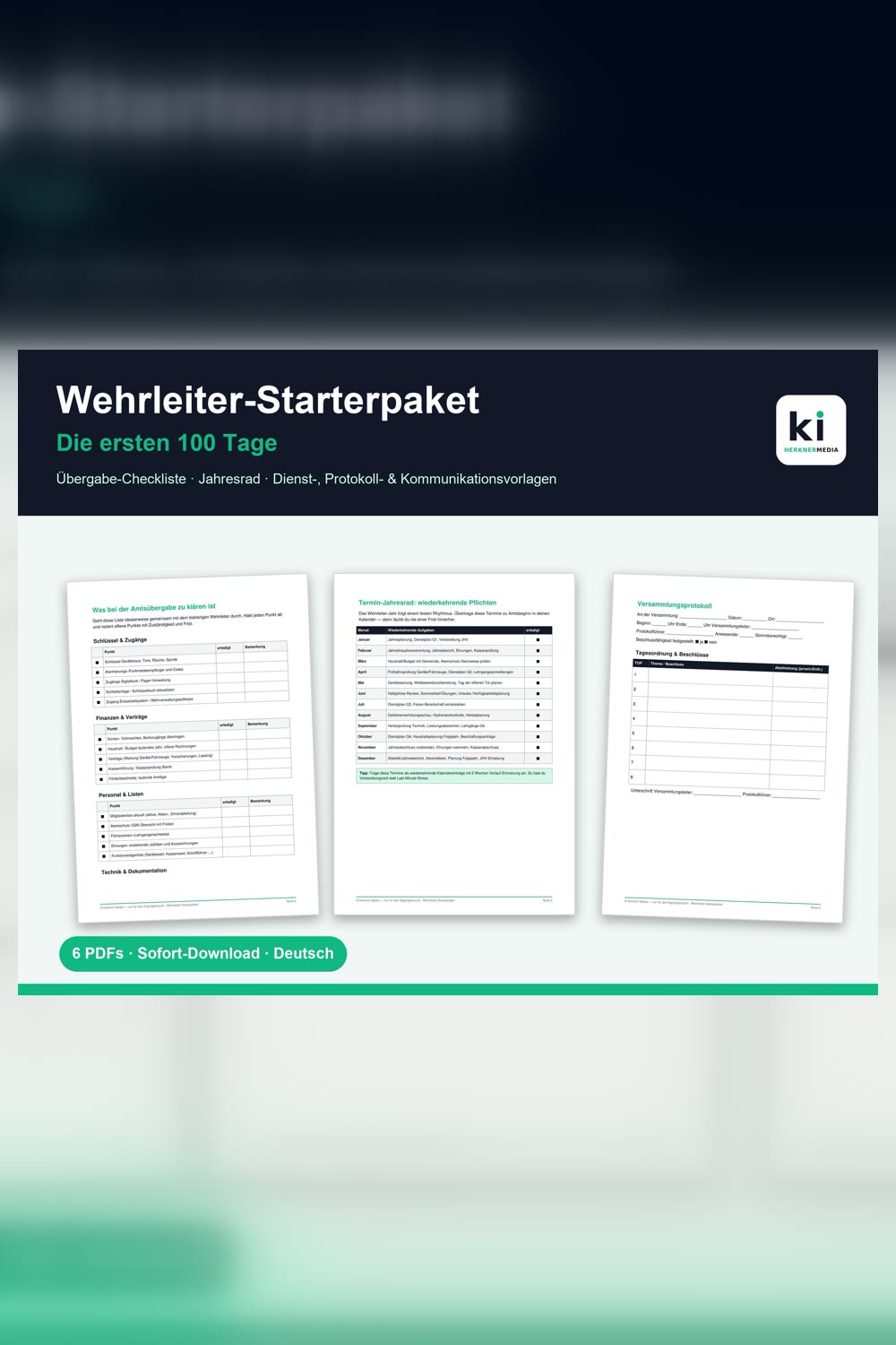 Wehrleiter Vorlagen Paket – Die ersten 100 Tage – Produktbild