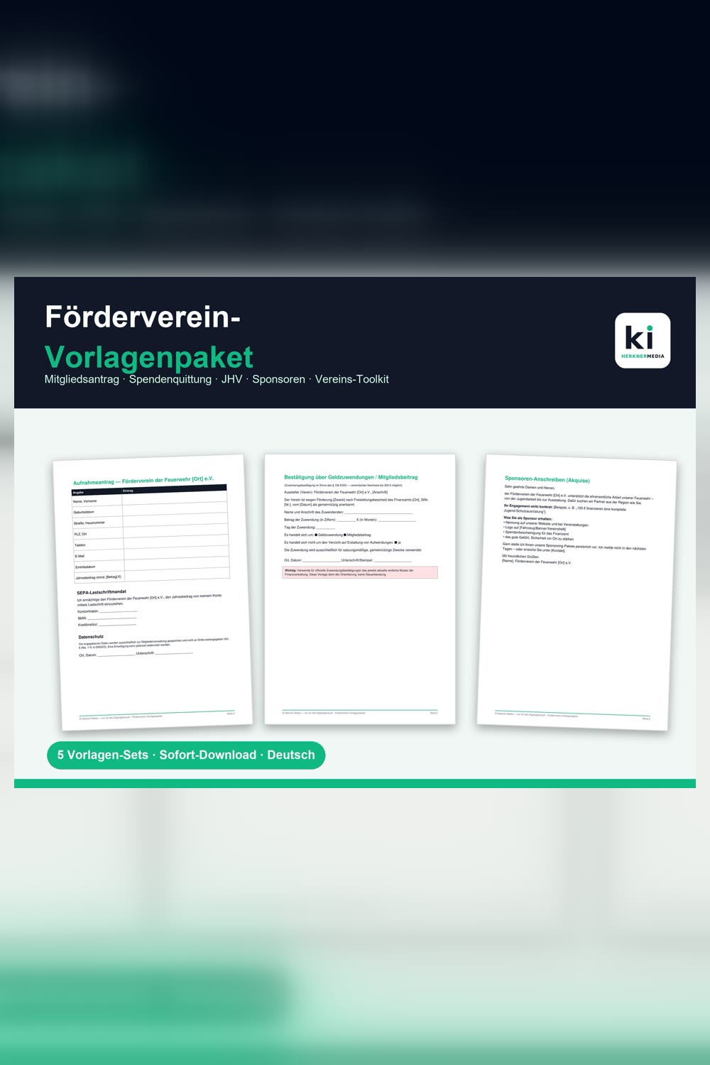 Förderverein Vorlagenpaket Feuerwehr – Produktbild