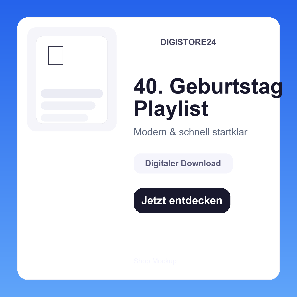 Mockup 40 Geburtstag Playlist