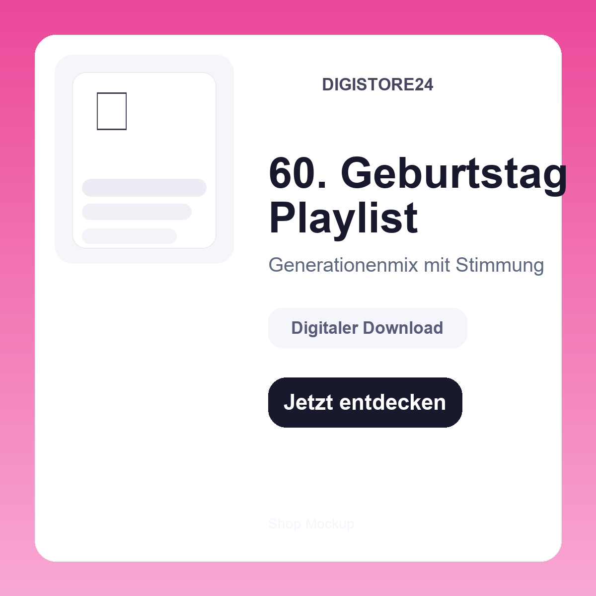 Mockup 60 Geburtstag Playlist