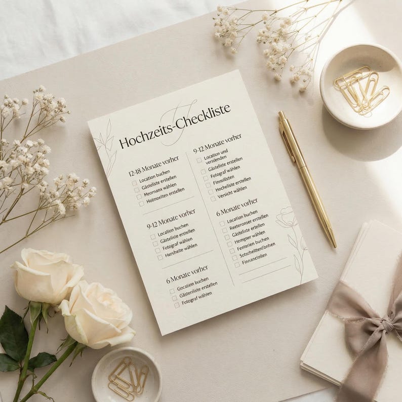 Hochzeit Checkliste – 12-Monats-Zeitplan