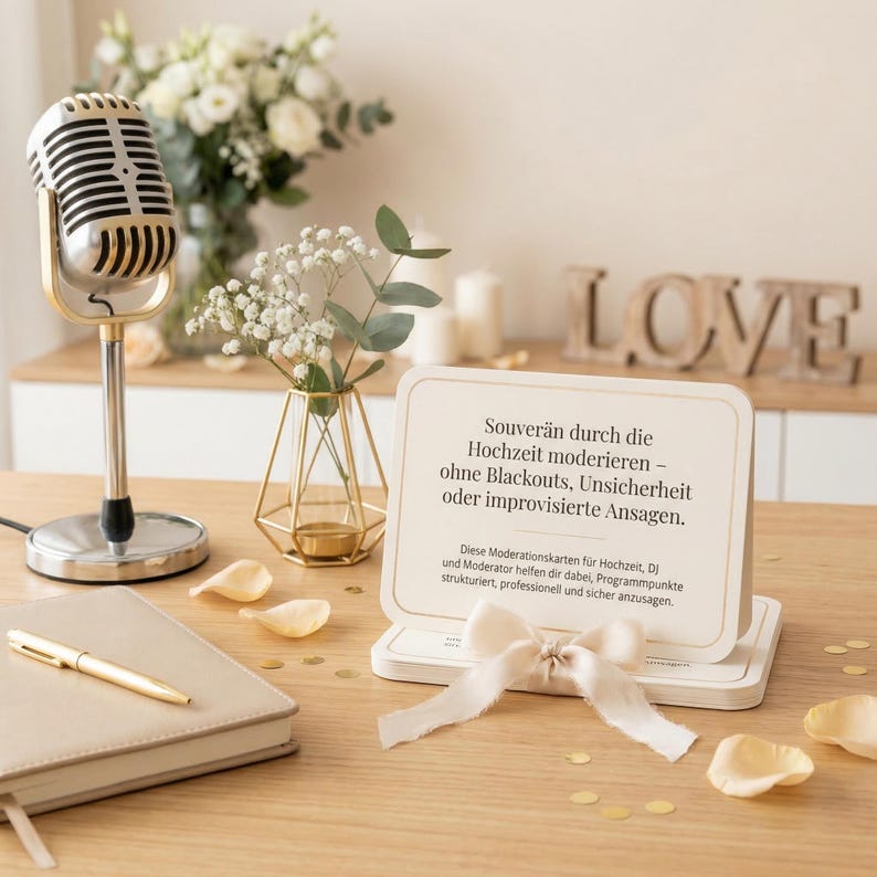 Moderationskarten Hochzeit – fertige Ansagen