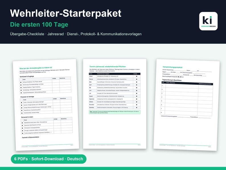 Wehrleiter Vorlagen Paket – Die ersten 100 Tage